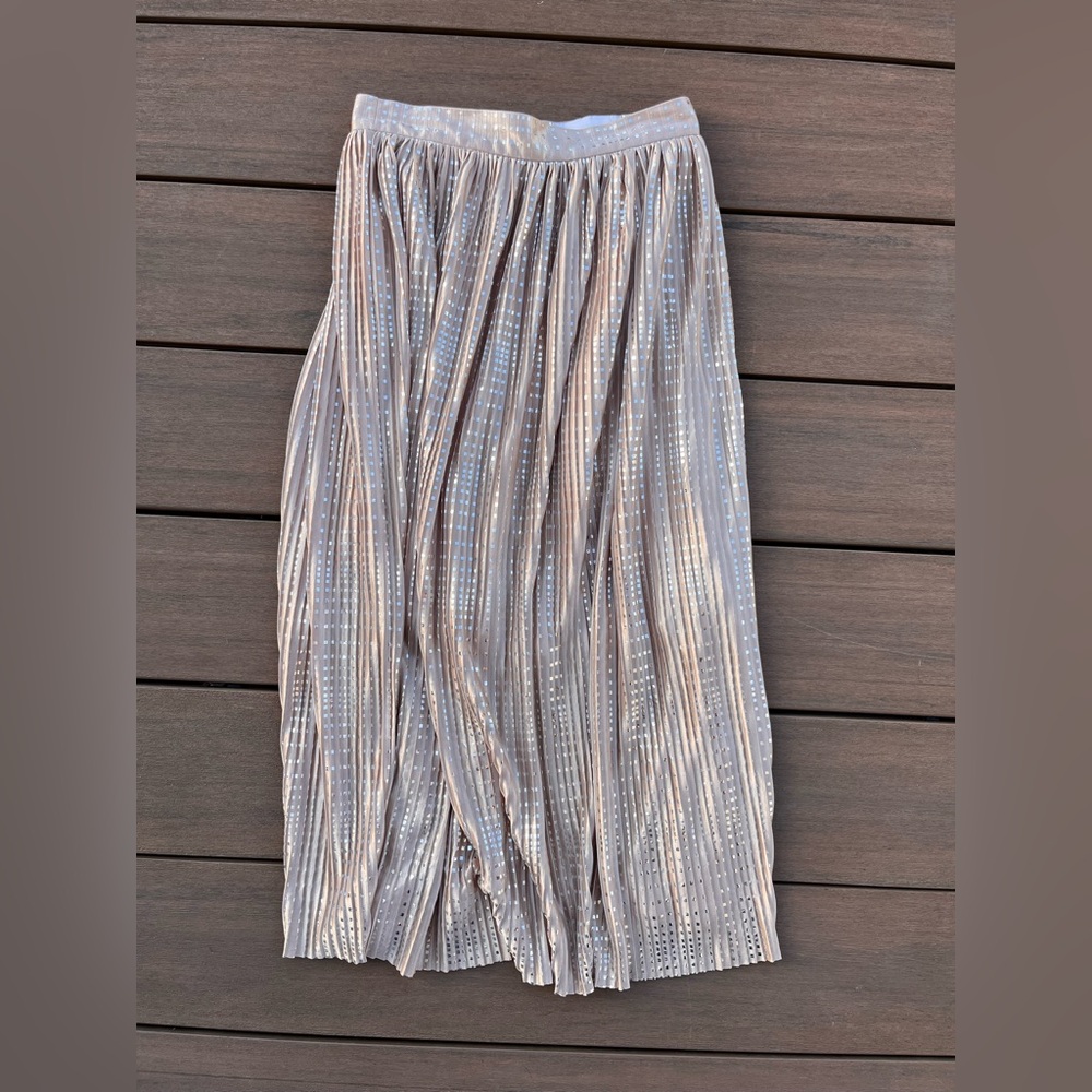 Sabina Musayev Metallic Pleated Midi Skirt - Silver Taupe